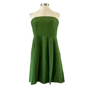 J. Crew Silk Strapless Mini Dress A-Line Holiday Green 6